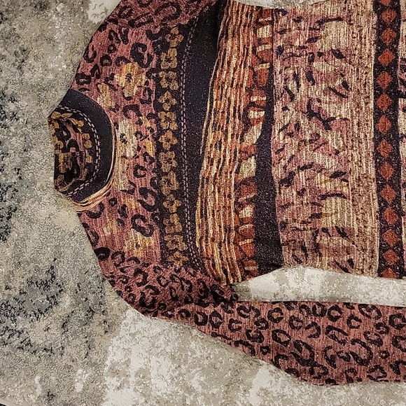 Ruby Cho designer vintage Silk metallic Pullover top blouse animal print Y2K 90s - Picture 3 of 9